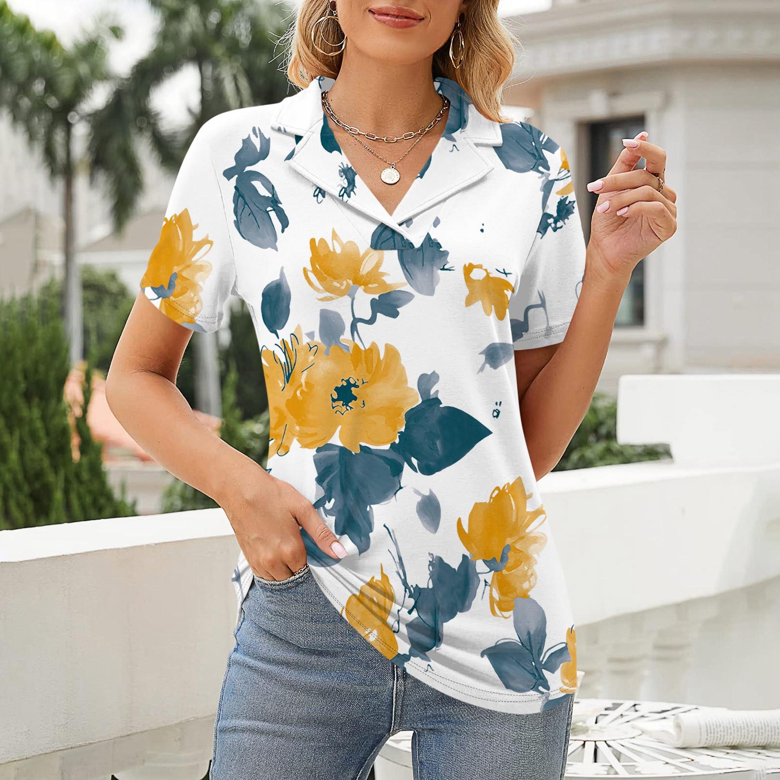 Женская рубашка с лацканами и V-образным вырезом с коротким рукавом Формальная повседневная туника Топ XL белый