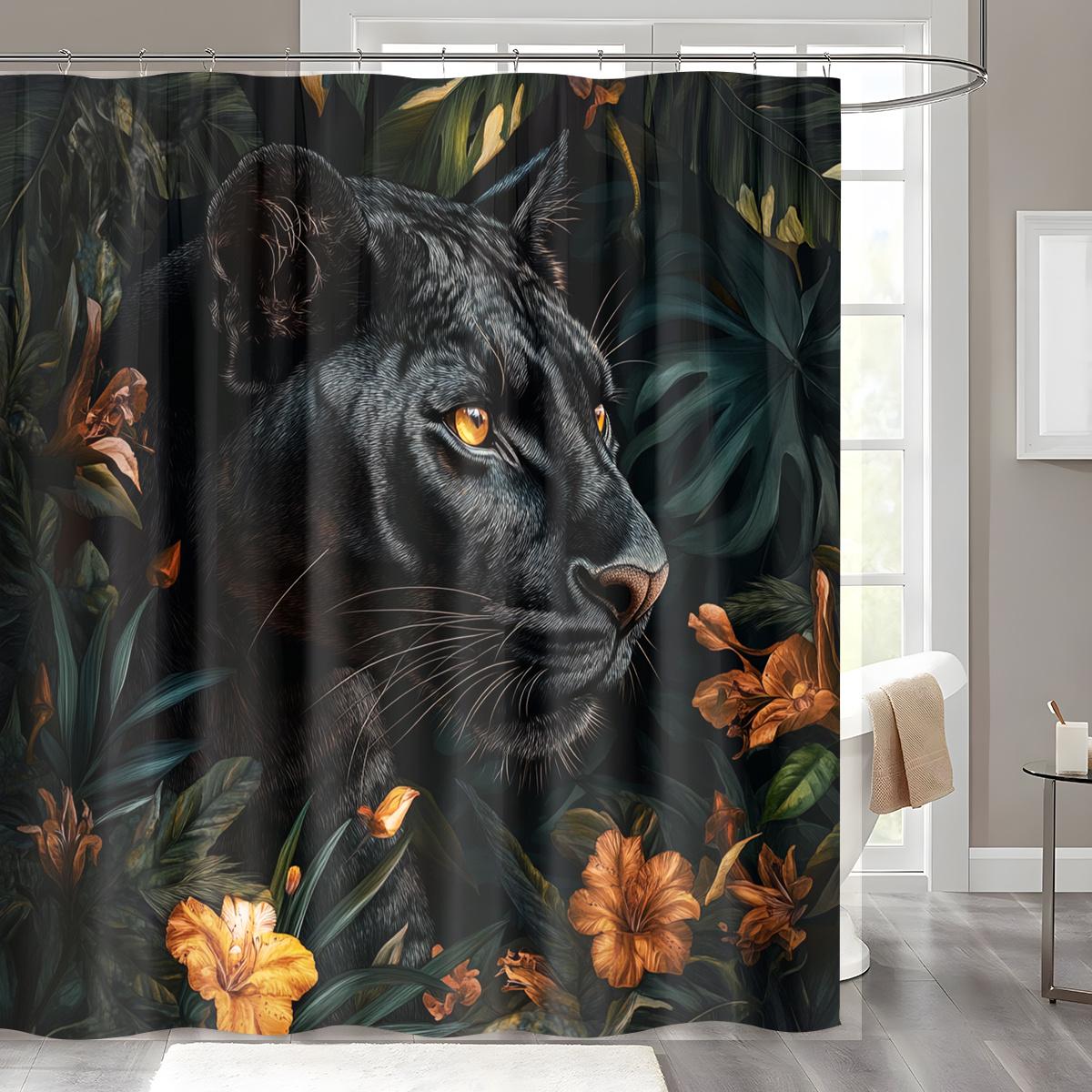 1Pc Exquisite Black Panther & Vibrant Floral Shower Curtain - Polyester, Machine Washable With Hooks, Stylish Home Decor For All W60H190(CM)-1 Pcs
1Pc Exquisite Black Panther & Vibrant Floral Shower Curtain - Polyester, Machine Washable With Hooks, Stylish Home Decor For All W60H190(CM)-1 Pcs