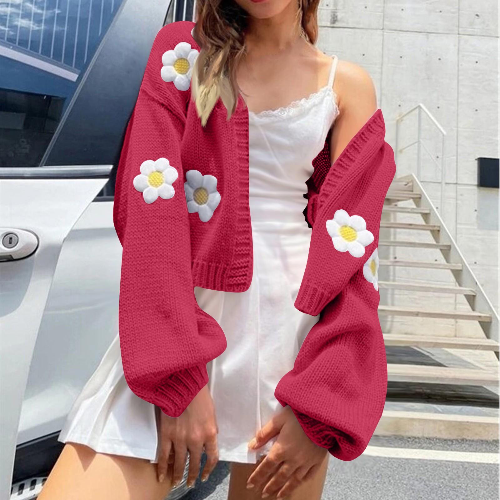 Женский цветочный свитер, свободный короткий вязаный кардиган M
Женский цветочный свитер, свободный короткий вязаный кардиган M