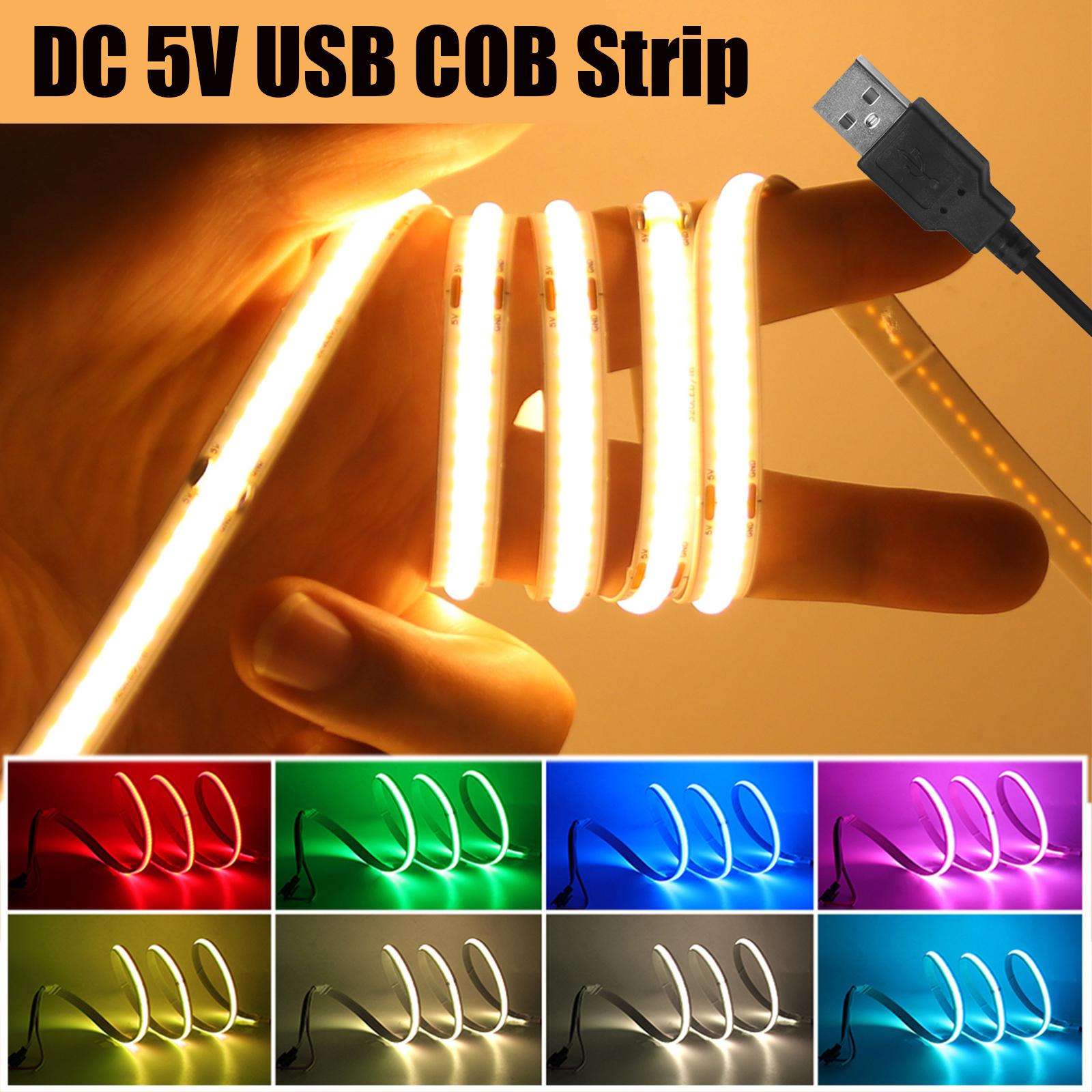 USB COB Strip DC 5V 320Leds/M Pink/Red/White/Ice Blue/Yellow Cabinet Light Lamp TV Backlight Flexible Ribbon Rope LED Strip 0.5m
USB COB Strip DC 5V 320Leds/M Pink/Red/White/Ice Blue/Yellow Cabinet Light Lamp TV Backlight Flexible Ribbon Rope LED Strip 0.5m