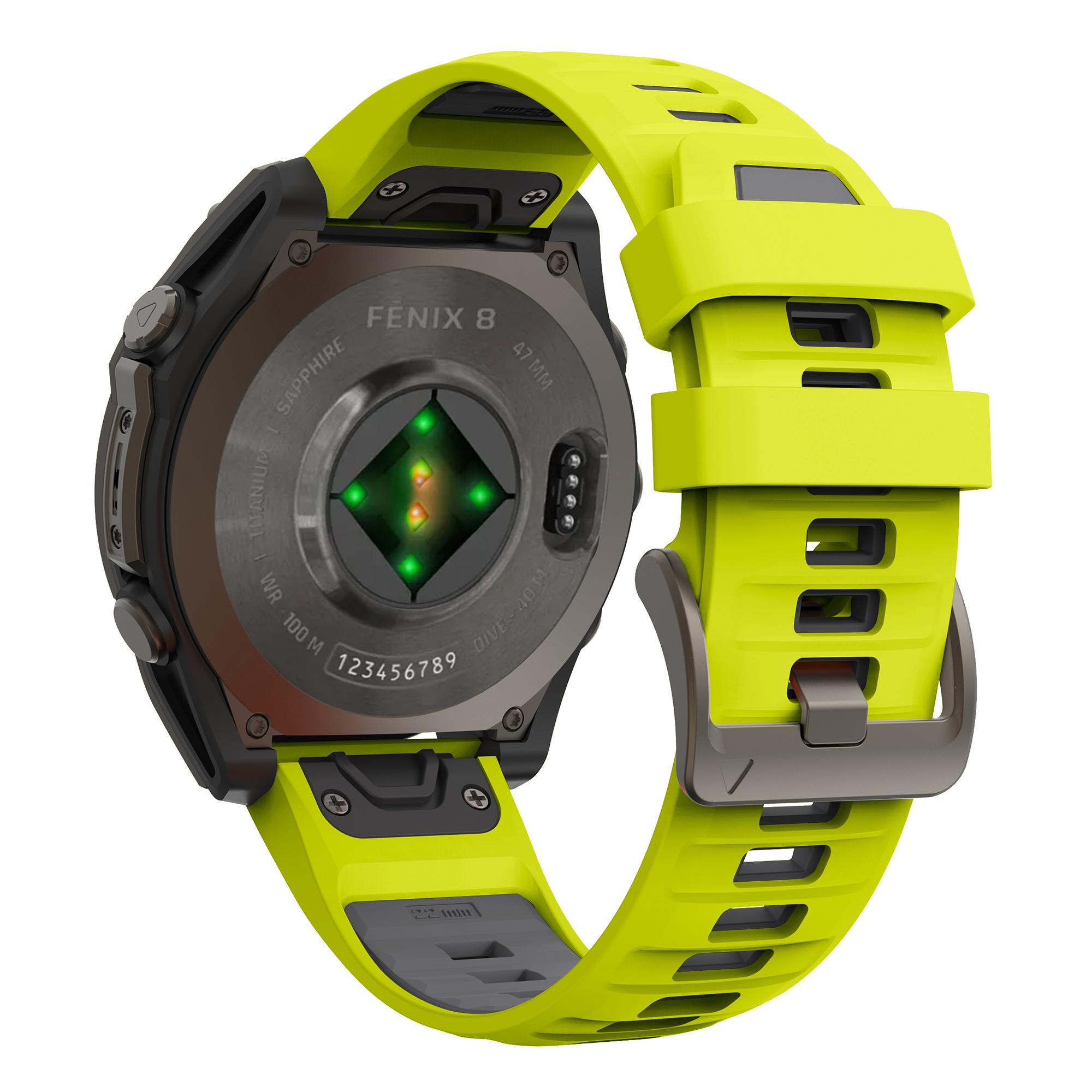 Для Garmin Fenix 7X/7X Pro/6X/6X Pro Замінний ремінець QuickFit 26 мм Двоколірний силіконовий ремінець для годинника Lime/Grey
Для Garmin Fenix 7X/7X Pro/6X/6X Pro Замінний ремінець QuickFit 26 мм Двоколірний силіконовий ремінець для годинника Lime/Grey