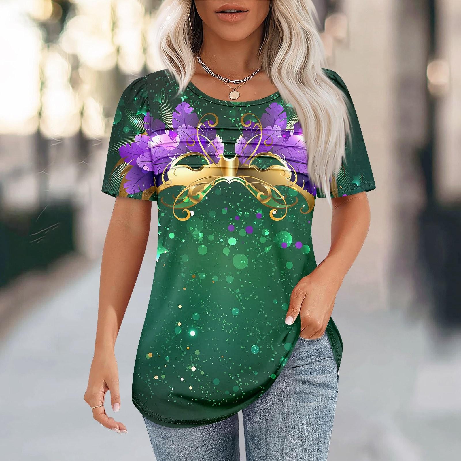 Women s Carnival Mask Print Short Sleeve Loose Round Neck Pleated Top XL зелений
Women s Carnival Mask Print Short Sleeve Loose Round Neck Pleated Top XL зелений