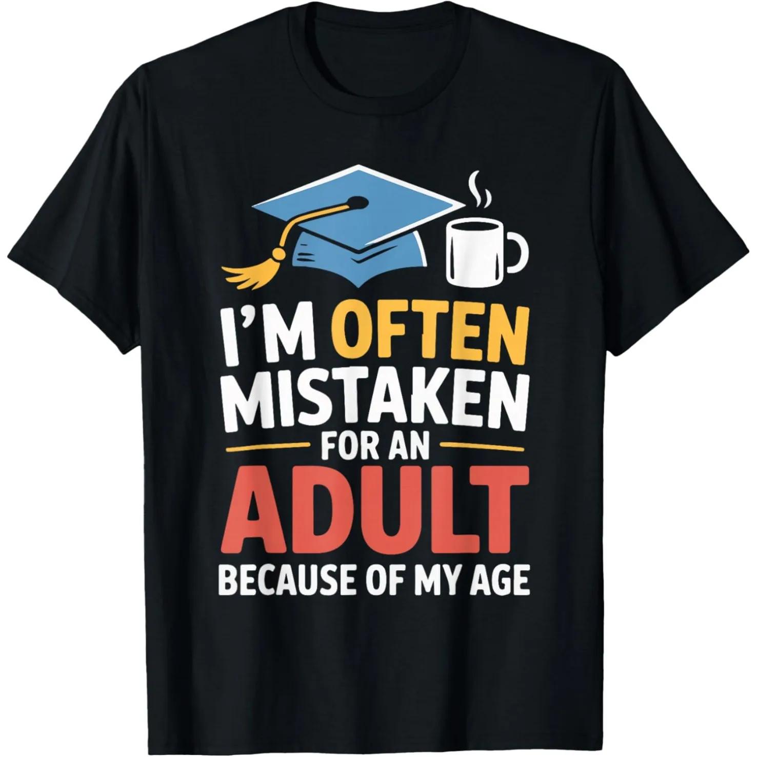 Mistaken For Adult Because Of My Age Graduation Graphic Tee Soft Cotton Short Sleeve Unisex TShirt S
Mistaken For Adult Because Of My Age Graduation Graphic Tee Soft Cotton Short Sleeve Unisex TShirt S