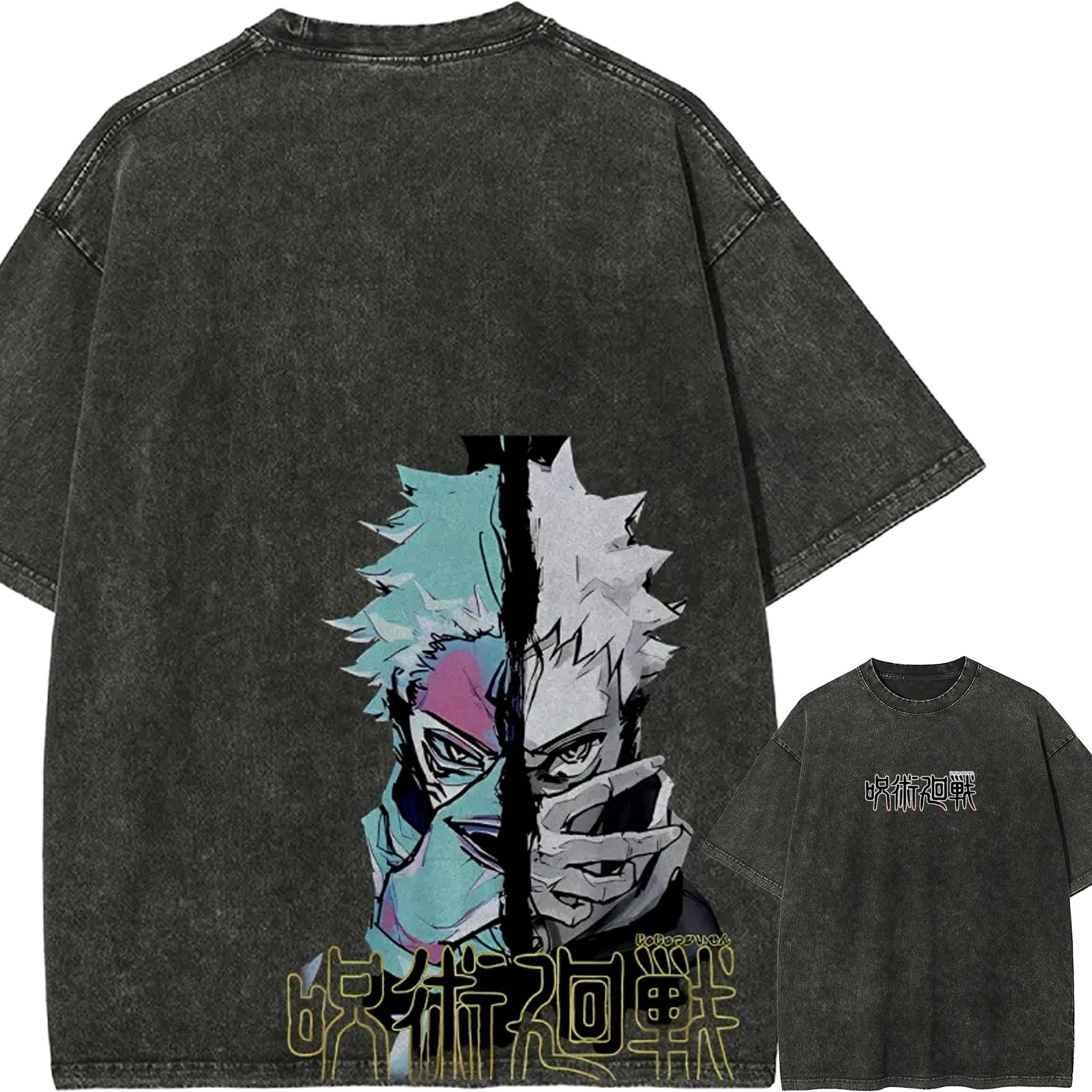Ryomen Sukuna Split Face T-shirt Jujutsu Kaisen Tee Vintage Washed Oversized Retro Anime Harajuku Men Streetwear Graphic Clothes M
Ryomen Sukuna Split Face T-shirt Jujutsu Kaisen Tee Vintage Washed Oversized Retro Anime Harajuku Men Streetwear Graphic Clothes M
