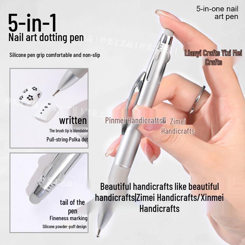Cross-Border 5-in-1 Nail Art Dotting Pen: Press-Type Multi-Tool for Painting, Blooming, Dotting, and Outlining.
Cross-Border 5-in-1 Nail Art Dotting Pen: Press-Type Multi-Tool for Painting, Blooming, Dotting, and Outlining.
