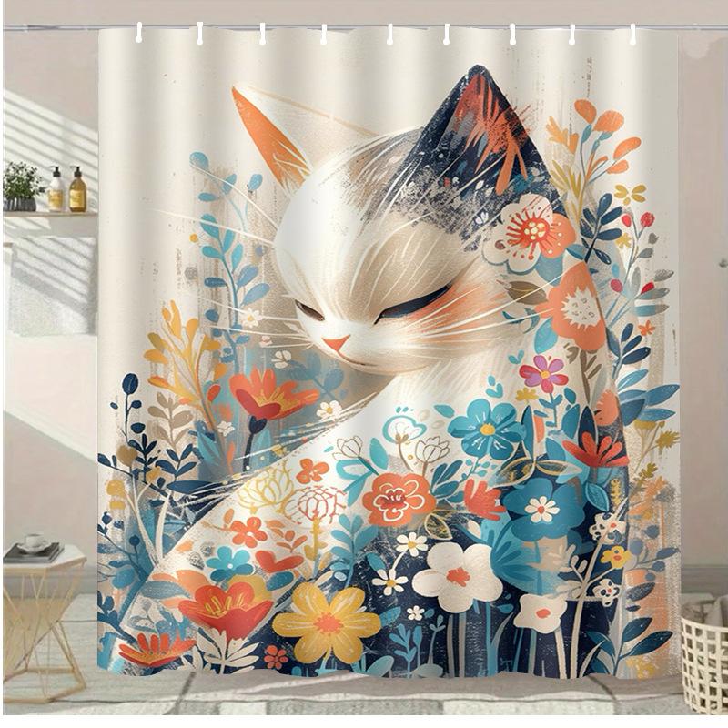 Striped Cartoon Cat Washable Dirt-Resistant Shower Curtain Shower Head Waterproof Polyester Bath Curtain For Home Decor W60H190(CM)-1 Pcs
Striped Cartoon Cat Washable Dirt-Resistant Shower Curtain Shower Head Waterproof Polyester Bath Curtain For Home Decor W60H190(CM)-1 Pcs