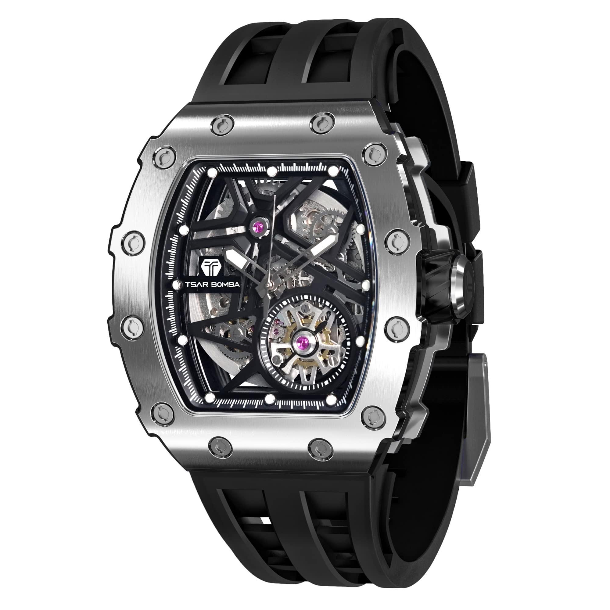 TSAR BOMBA Watch Business 50M Water Resistant Skeleton Watch Стильний годинник Tonneau з нержавіючої сталі для чоловіків з японським механізмом, чорний
TSAR BOMBA Watch Business 50M Water Resistant Skeleton Watch Стильний годинник Tonneau з нержавіючої сталі для чоловіків з японським механізмом, чорний