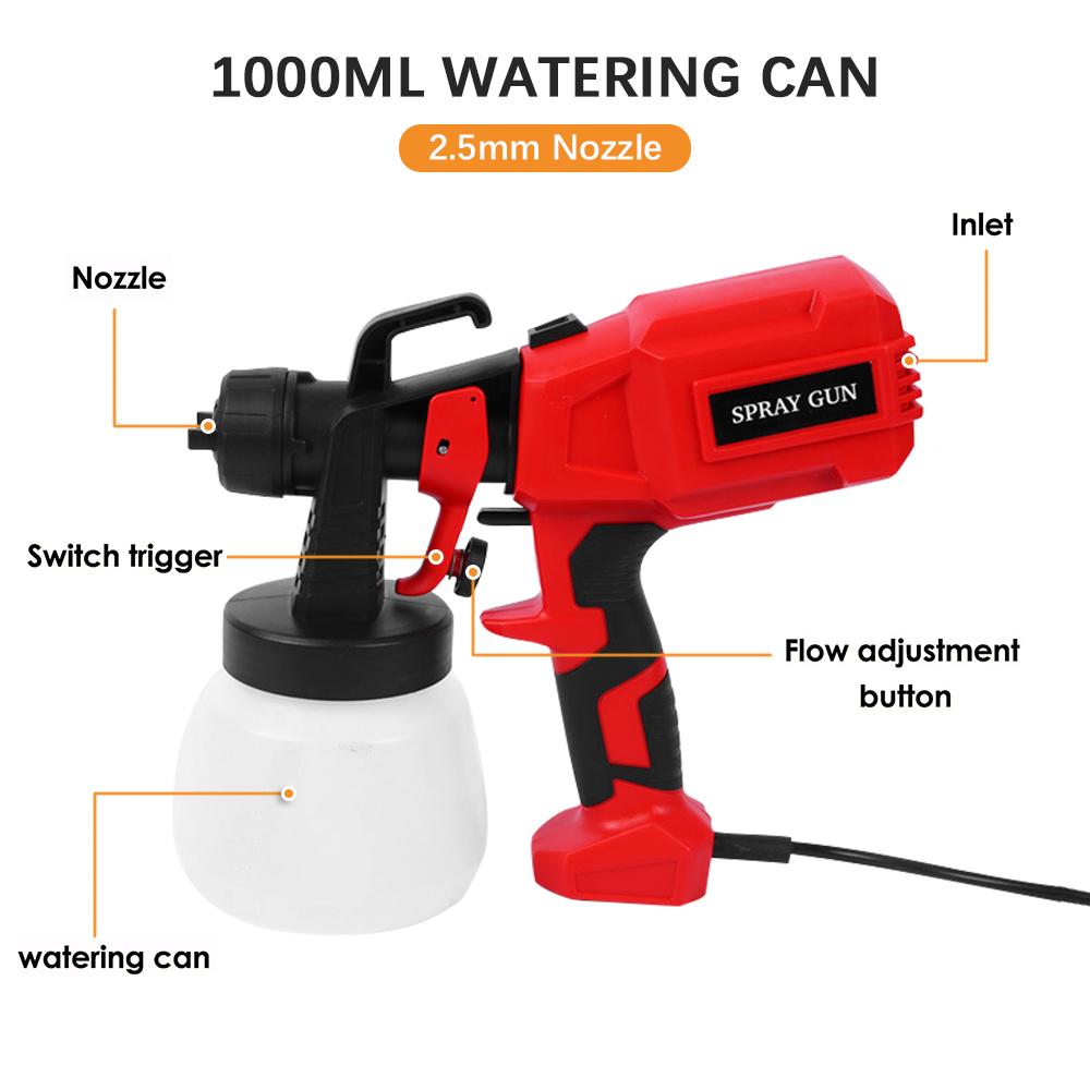 Электрический краскораспылитель с 2,5-миллиметровыми медными соплами 550 Вт, емкостью 800 мл для домашнего интерьера и US Plug