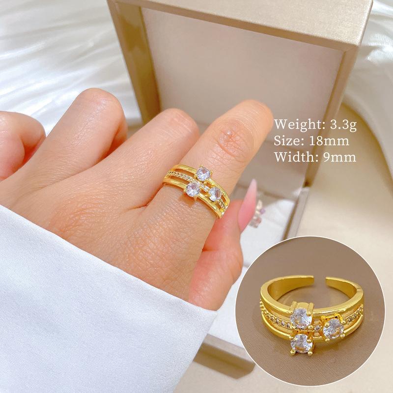 Real Gold Light Luxury Full Diamond Three-Layer Ring Opening Adjustable Simple Jewelry Japanese Ring Couple Ring adjustable opening
Real Gold Light Luxury Full Diamond Three-Layer Ring Opening Adjustable Simple Jewelry Japanese Ring Couple Ring adjustable opening