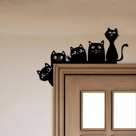 Yousheng Хэллоуин Черный Кот Дверной Топпер Деревянный Дверной Уголок Декор Очаровательная Черная Кошка Тема Отточенный Офис Праздничный Декор чёрный