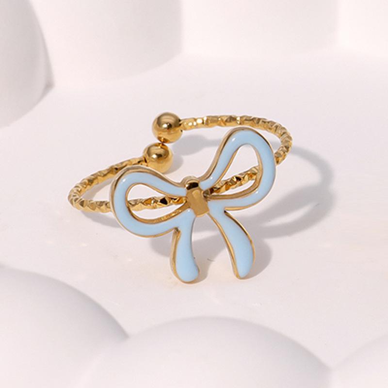 Stainless Steel 18K Gold Plated Bowknot Simple Oil Drop Bow Adjustable Popular Stainless Steel Rings синій
Stainless Steel 18K Gold Plated Bowknot Simple Oil Drop Bow Adjustable Popular Stainless Steel Rings синій