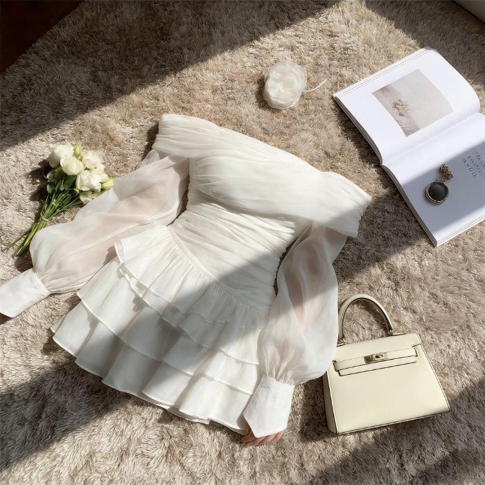 Elegant Spicy Girl Strapless Dress: Spring/Summer Sheer Pleated Waist-Cinched Slimming Long Sleeve Mini Skirt L
Elegant Spicy Girl Strapless Dress: Spring/Summer Sheer Pleated Waist-Cinched Slimming Long Sleeve Mini Skirt L