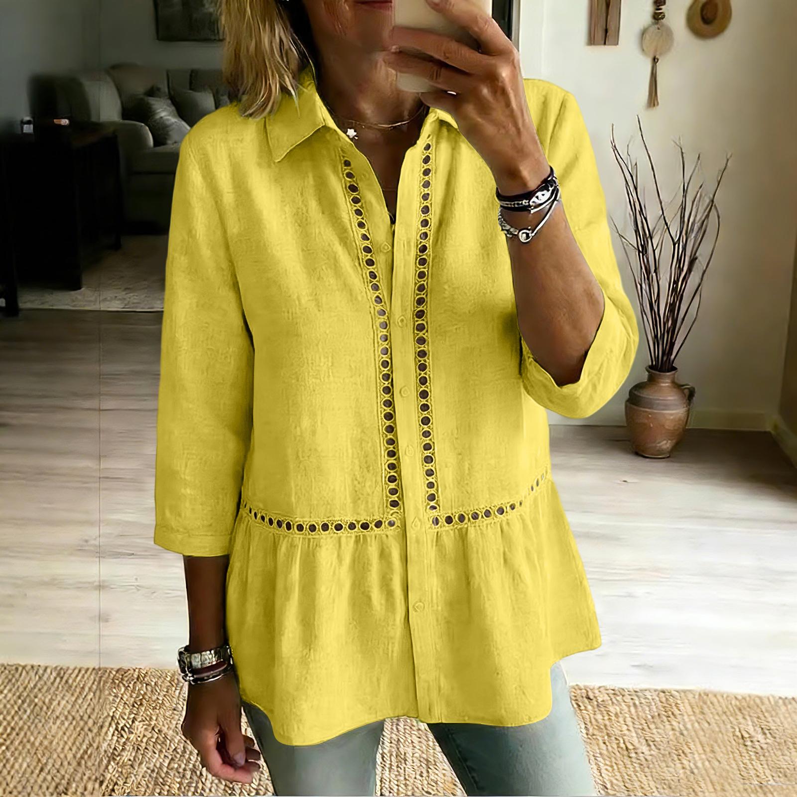 Women’s Long Sleeve Blouse with Embroidered Trim Button Down Front Relaxed Fit Collared Top for Daily Wear XL жовтий
Women’s Long Sleeve Blouse with Embroidered Trim Button Down Front Relaxed Fit Collared Top for Daily Wear XL жовтий