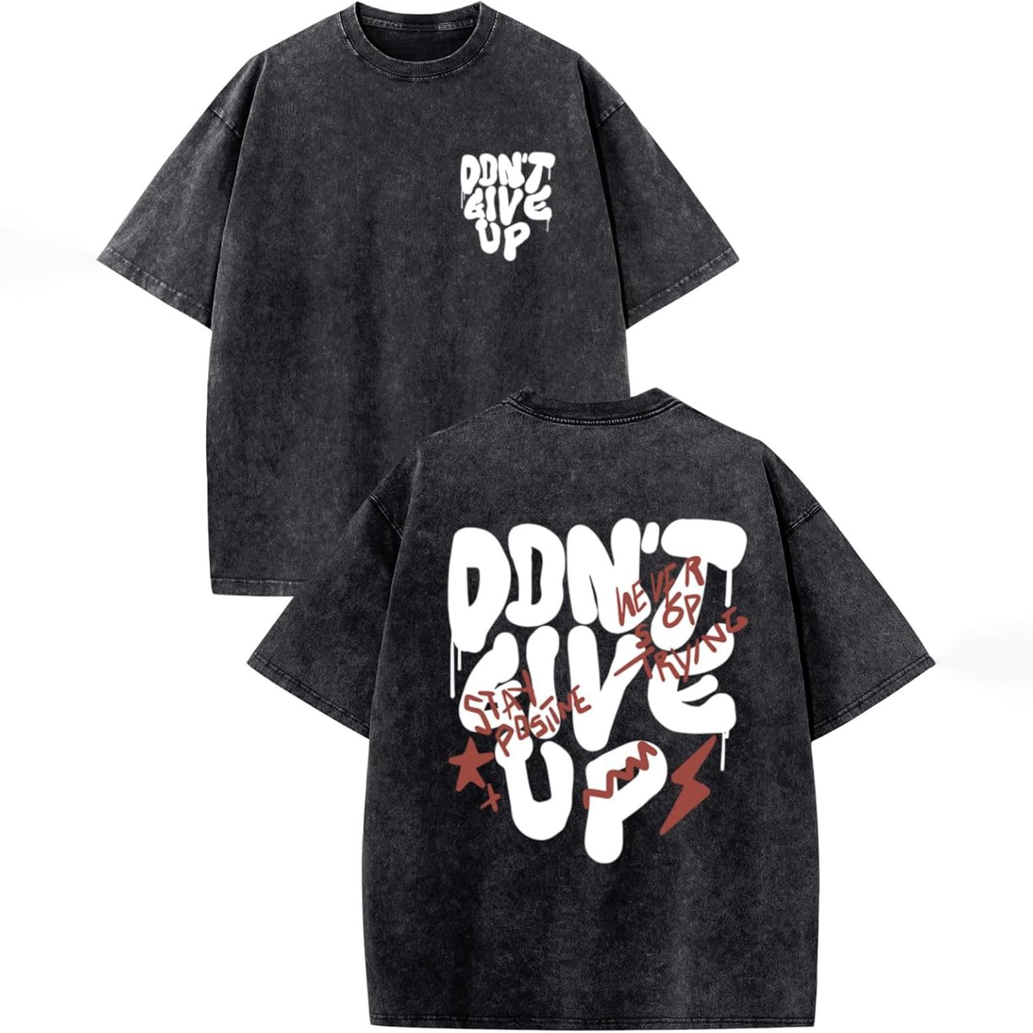 Vintage-washed, loose-fit T-shirt with “Never Give Up” inspirational graffiti print—a comfortable, versatile 100% cotton top L чёрный
Vintage-washed, loose-fit T-shirt with “Never Give Up” inspirational graffiti print—a comfortable, versatile 100% cotton top L чёрный