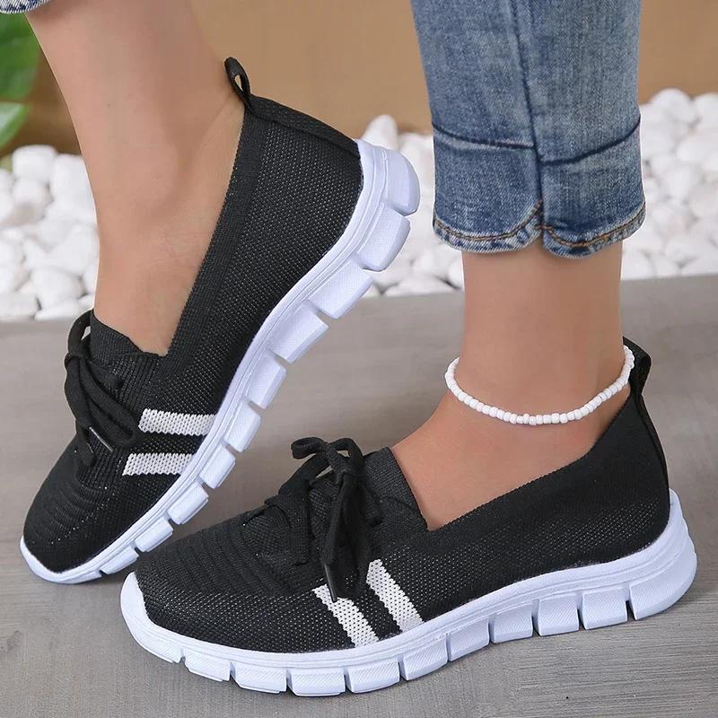 Fashion Breathable Knitted Striped Flats Shoes Women Casual Lace-Up Soft Sole Sneakers Woman Super Size 43 Lightweight Non-Slip Loafers 35 чёрный
Fashion Breathable Knitted Striped Flats Shoes Women Casual Lace-Up Soft Sole Sneakers Woman Super Size 43 Lightweight Non-Slip Loafers 35 чёрный