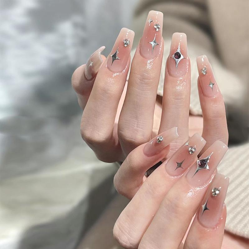 Xiaohongshu Hot Selling Rhinestone Star Long Wearable Nail Tips - Pure Desire Style Nail Art Stickers Glue Type
Xiaohongshu Hot Selling Rhinestone Star Long Wearable Nail Tips - Pure Desire Style Nail Art Stickers Glue Type