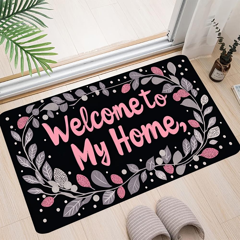 Elegant Welcome Doormat - Black with Pink Floral Leaves & Text, Non-Slip Heavy Polyester, Machine Washable Front Door Decor Gift 40x60cm
Elegant Welcome Doormat - Black with Pink Floral Leaves & Text, Non-Slip Heavy Polyester, Machine Washable Front Door Decor Gift 40x60cm