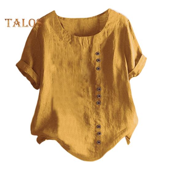 Женские летние топы, свободная футболка с круглым вырезом и короткими рукавами, сплошной цвет, декор с пуговицами, повседневные пуловеры, топы, повседневная одежда XL жёлтый
Женские летние топы, свободная футболка с круглым вырезом и короткими рукавами, сплошной цвет, декор с пуговицами, повседневные пуловеры, топы, повседневная одежда XL жёлтый