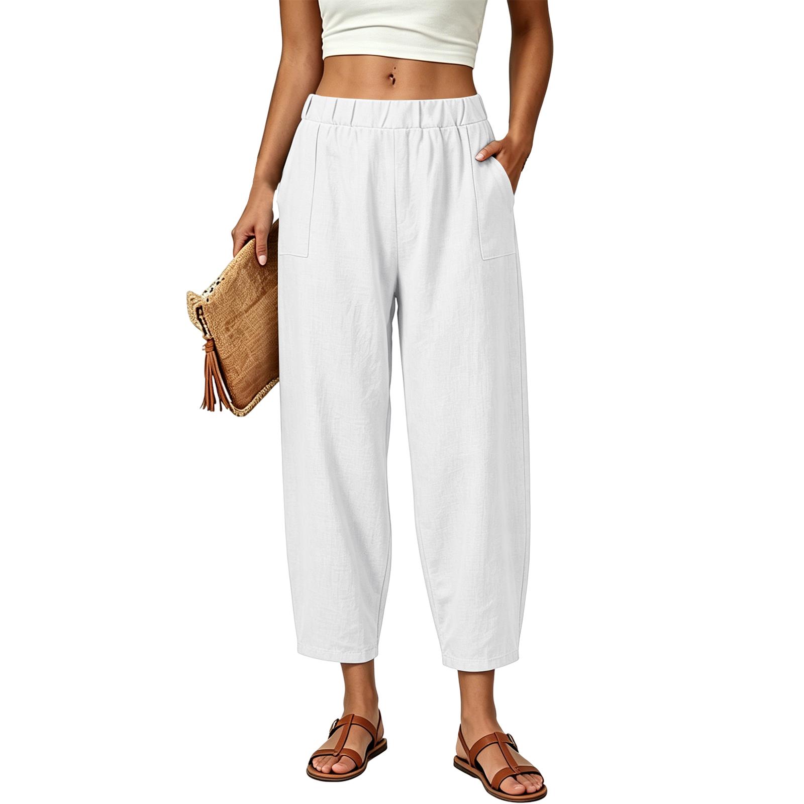 Women Loose Fit Casual Pants Relaxed Fit Elastic Waist Long Harem Lounge Trousers with Pockets for Daily Wear S білий
Women Loose Fit Casual Pants Relaxed Fit Elastic Waist Long Harem Lounge Trousers with Pockets for Daily Wear S білий