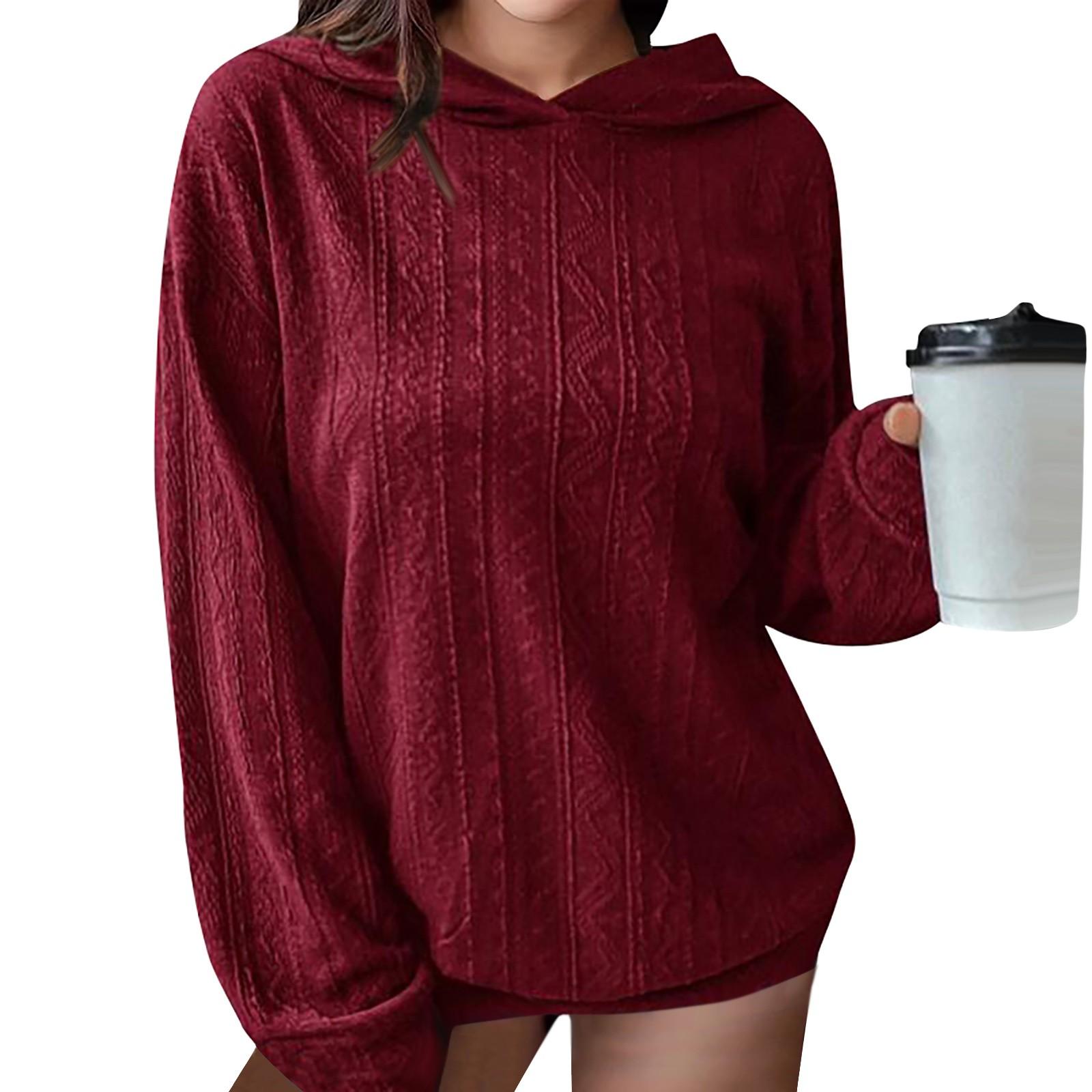 Женская мода повседневная с длинным рукавом с капюшоном однотонная удобная свободная кофта XL винный
Женская мода повседневная с длинным рукавом с капюшоном однотонная удобная свободная кофта XL винный