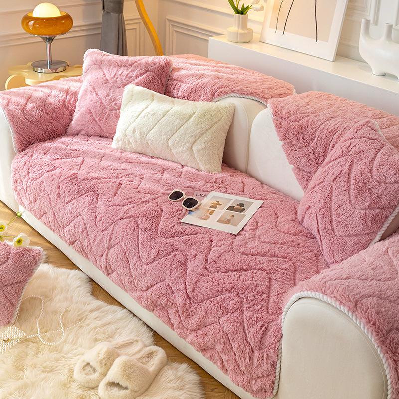 Подушка для дивана Зимняя утолщенная теплая зимняя плюшевая наволочка для дивана Простые современные нескользящие подушки для сидений Толстые 70*70cm