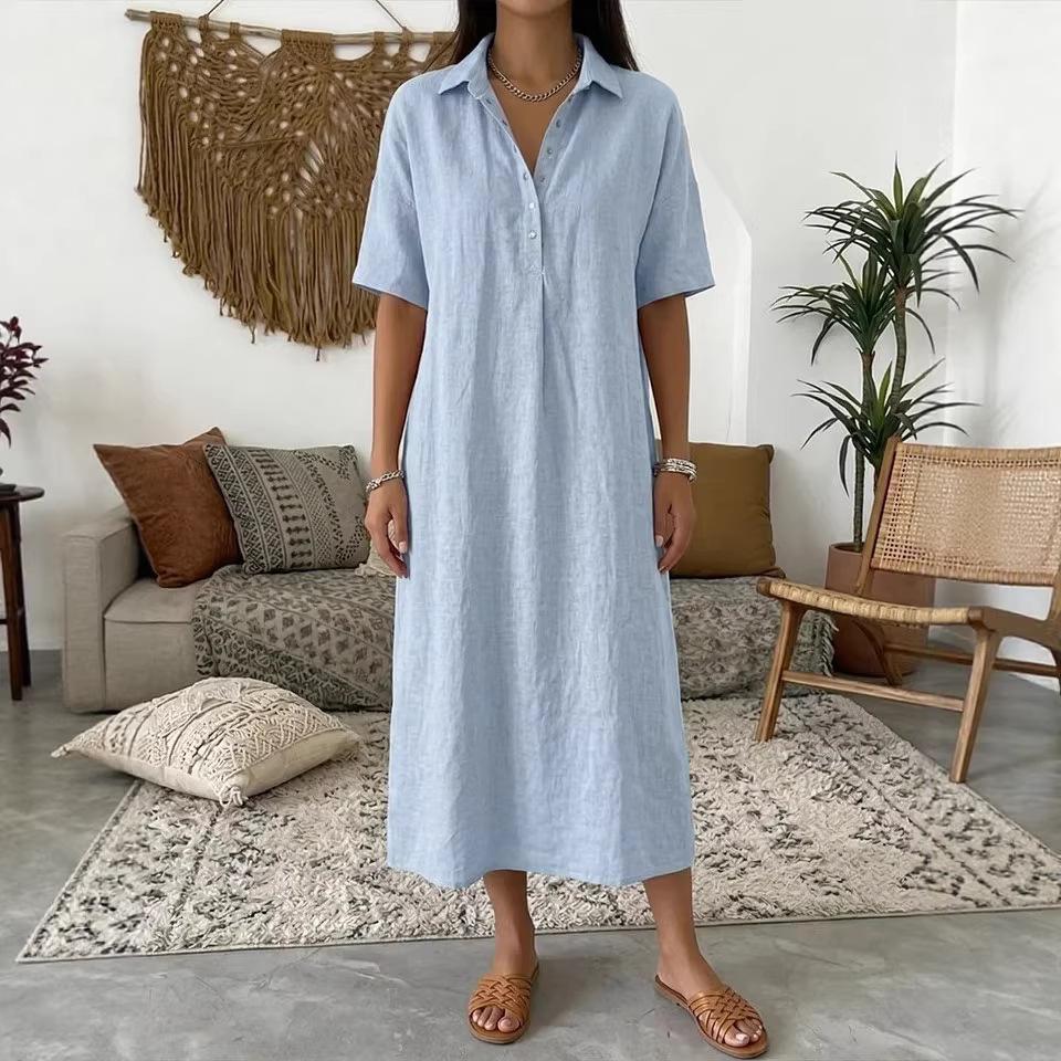 Women s Spring Summer Cotton Linen Shirt Dress Casual Loose Short Sleeve Lapel Solid Color Comfortable Midi Dress for Daily Wear XXXL світло-синій колір
Women s Spring Summer Cotton Linen Shirt Dress Casual Loose Short Sleeve Lapel Solid Color Comfortable Midi Dress for Daily Wear XXXL світло-синій колір