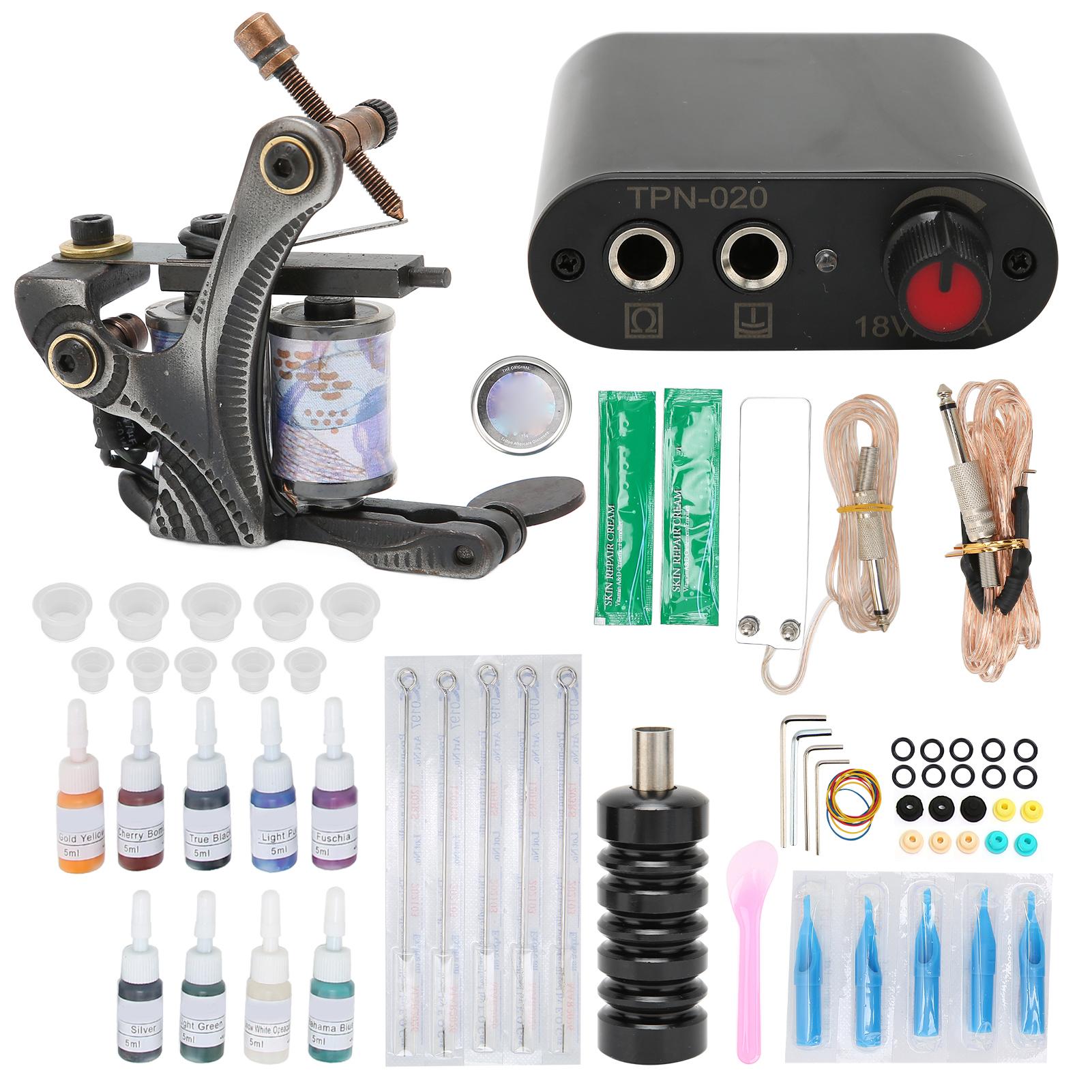 Полный комплект для татуировки, блок питания для татуировок, набор для перманентного макияжа, пигментная татуировочная машинка для начинающих EU Plug