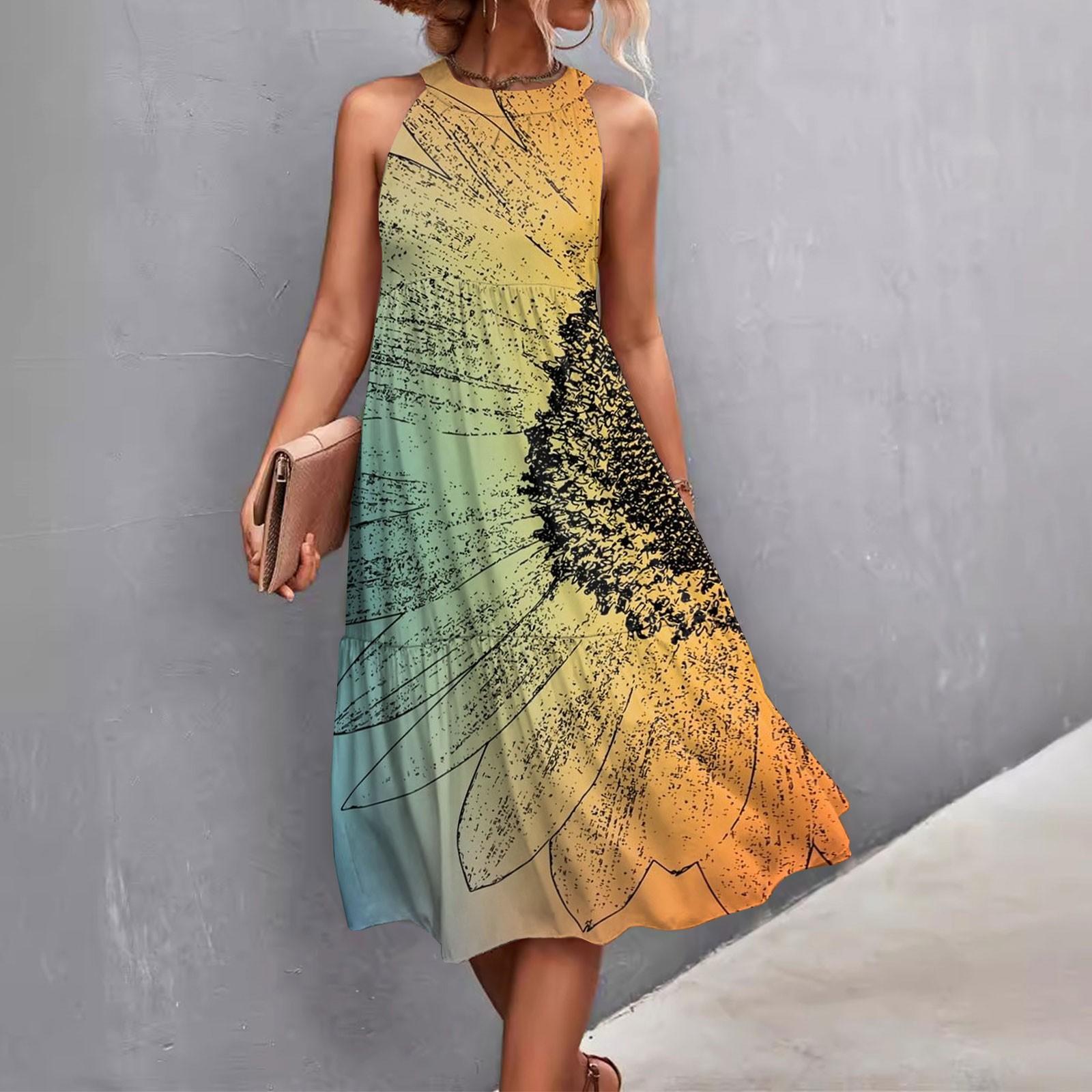 Sleeveless Floral Print Casual Loose Fit Halter Neck Summer Beach Dress Midi Length Lightweight Fabric Comfortable Design XXL
Sleeveless Floral Print Casual Loose Fit Halter Neck Summer Beach Dress Midi Length Lightweight Fabric Comfortable Design XXL
