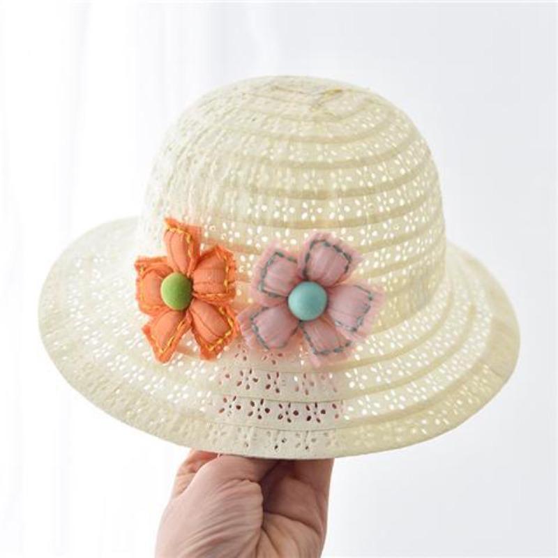 Шляпа рыбака, соломенная шляпа для девочек, тонкая дышащая солнцезащитная соломенная шляпа для мальчиков, модная и свежая (50-52CM)