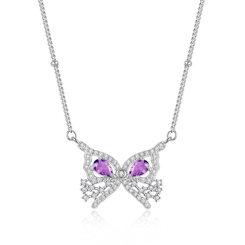 New S925 whole body sterling silver natural crystal stone full diamond pendant inlaid with butterfly colored treasure necklace women
New S925 whole body sterling silver natural crystal stone full diamond pendant inlaid with butterfly colored treasure necklace women