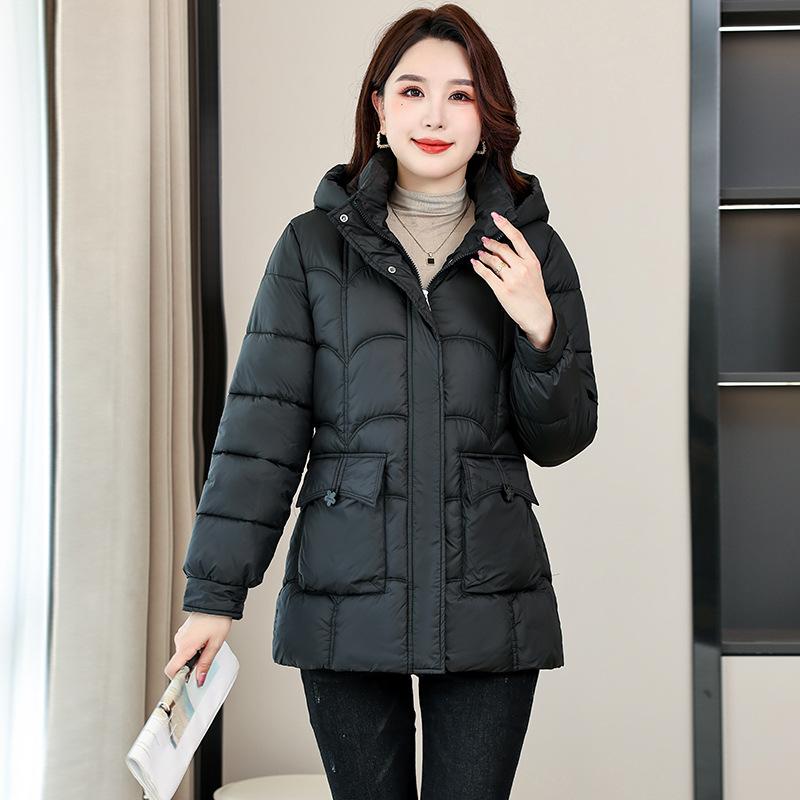 Модная и теплая куртка с капюшоном, новая пуховая куртка с наполнителем, зима 2025, утолщенная и приталенная куртка с наполнителем XL чёрный