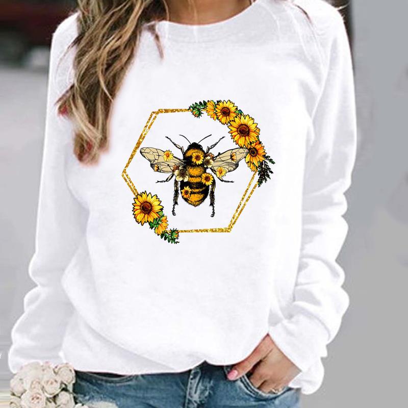 (Азиатский размер) Женские модные повседневные пуловеры с пчелиным цветком и милым трендом, с милым принтом, весна-осень-осень-зима, флисовая одежда, толстовки с графическим рисунком 
(Азиатский размер) Женские модные повседневные пуловеры с пчелиным цветком и милым трендом, с милым принтом, весна-осень-осень-зима, флисовая одежда, толстовки с графическим рисунком