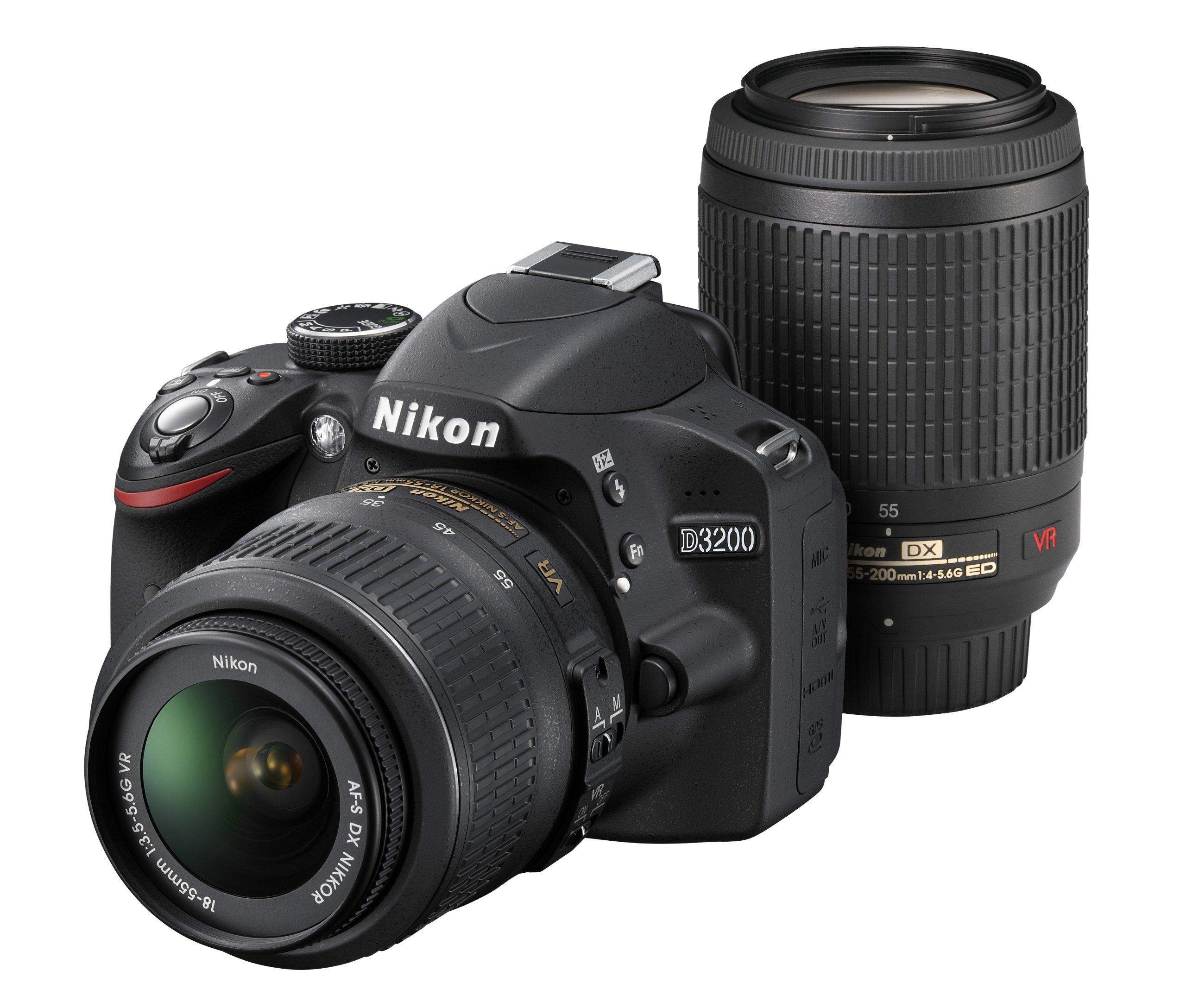 Nikon Digital SLR Camera D3200 200mm Double Zoom Kit Included Black D3200WZ200BK 18-55mm/55-200mm
Nikon Digital SLR Camera D3200 200mm Double Zoom Kit Included Black D3200WZ200BK 18-55mm/55-200mm