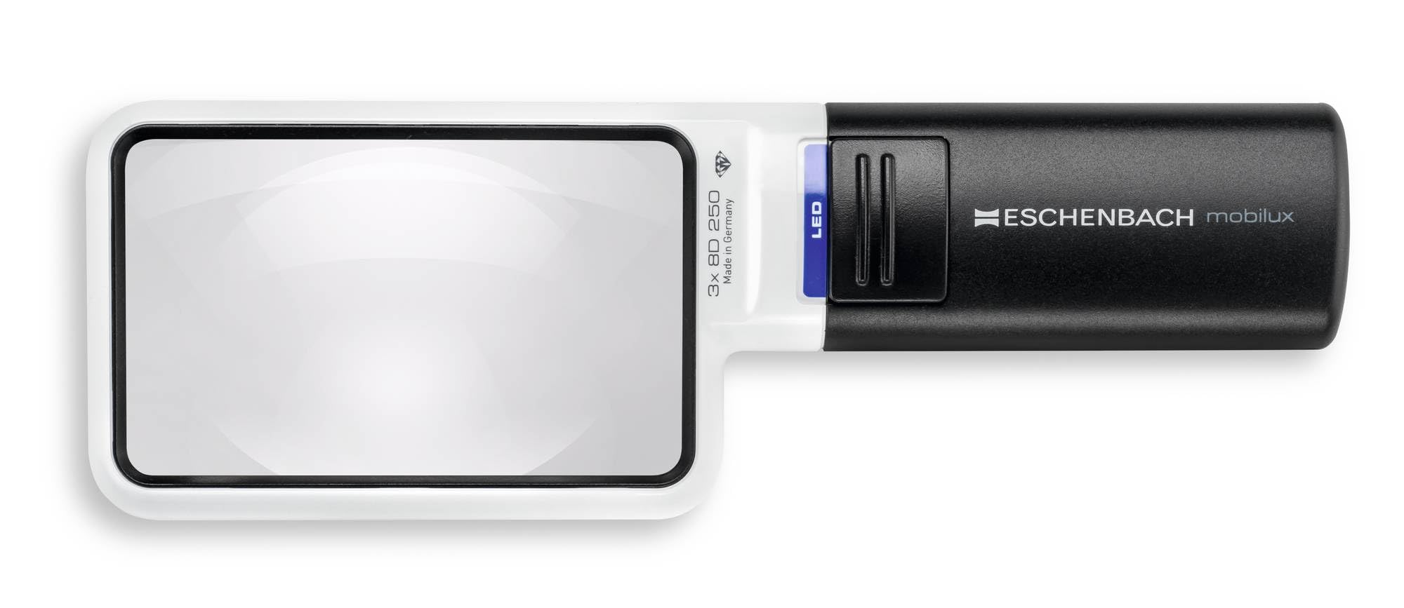ESCHENBACH Optik MobiluxLED Handheld Magnifying Glass with LED Lighting Magnification: 3X Lens Size: 90 x 54 mm
ESCHENBACH Optik MobiluxLED Handheld Magnifying Glass with LED Lighting Magnification: 3X Lens Size: 90 x 54 mm