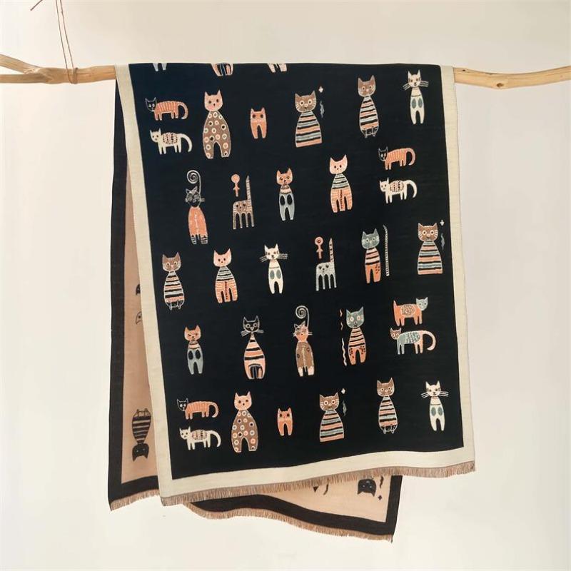 Sweet cat imitation cashmere scarf women s dual-purpose air conditioner shawl student scarf thickened double-sided to keep out the cold 185x65cm чёрный
Sweet cat imitation cashmere scarf women s dual-purpose air conditioner shawl student scarf thickened double-sided to keep out the cold 185x65cm чёрный