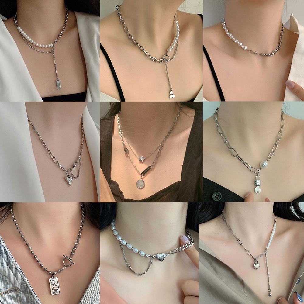 Trendy Irregular Baroque Pearl Choker Necklace - Titanium Steel Clavicle Chain for Women
Trendy Irregular Baroque Pearl Choker Necklace - Titanium Steel Clavicle Chain for Women