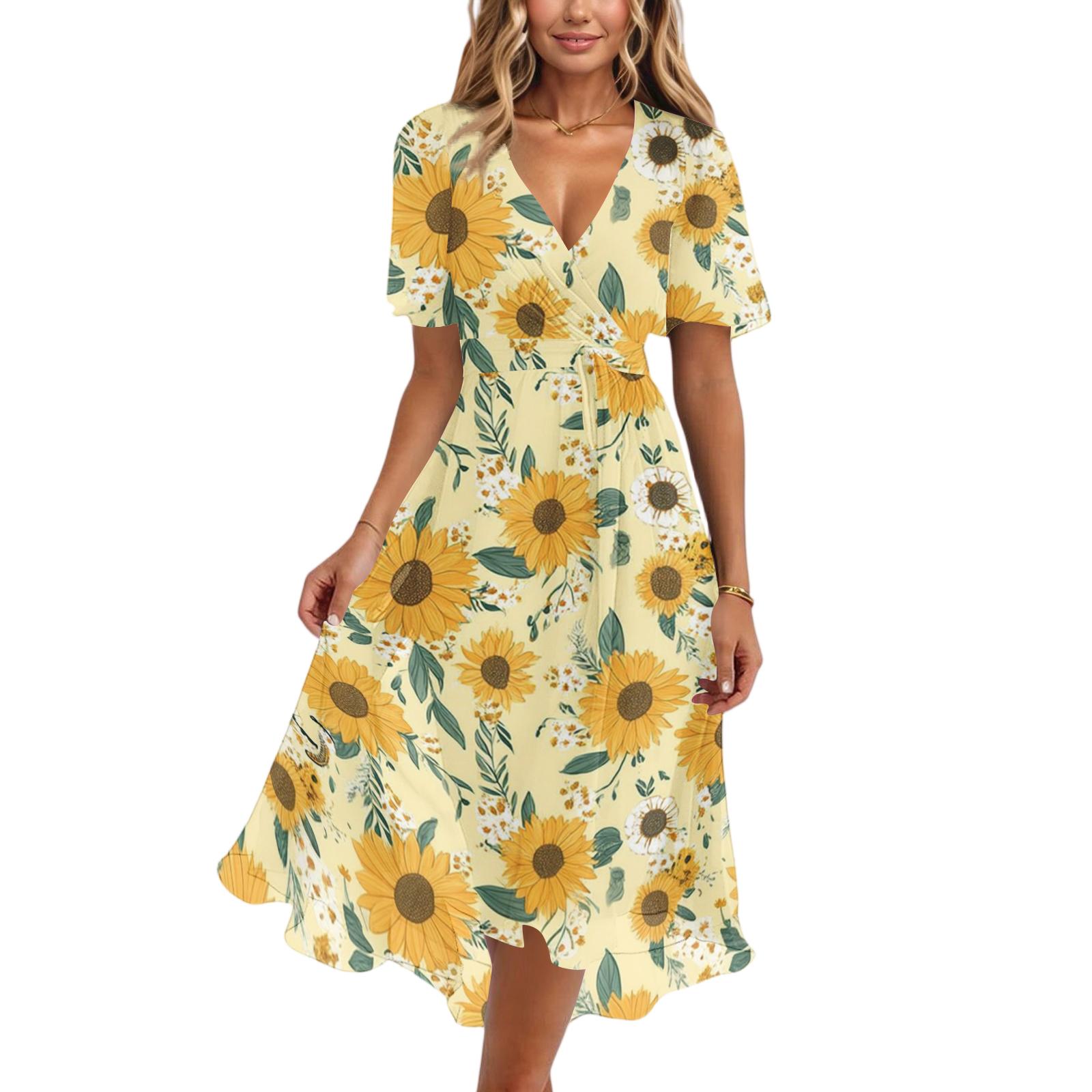 Women’s Short Sleeve V Neck Midi Dress with Sunflower Floral Print Casual Loose Fit Lightweight Summer Dress XL
Women’s Short Sleeve V Neck Midi Dress with Sunflower Floral Print Casual Loose Fit Lightweight Summer Dress XL
