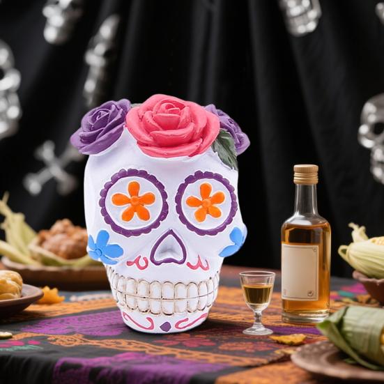 Day of The Dead Floral Skull Statue Colorful Flower Patterned Human Head Bone Model Resin Sugar Skull Figurine for Halloween Home Tabletop Decor B
Day of The Dead Floral Skull Statue Colorful Flower Patterned Human Head Bone Model Resin Sugar Skull Figurine for Halloween Home Tabletop Decor B
