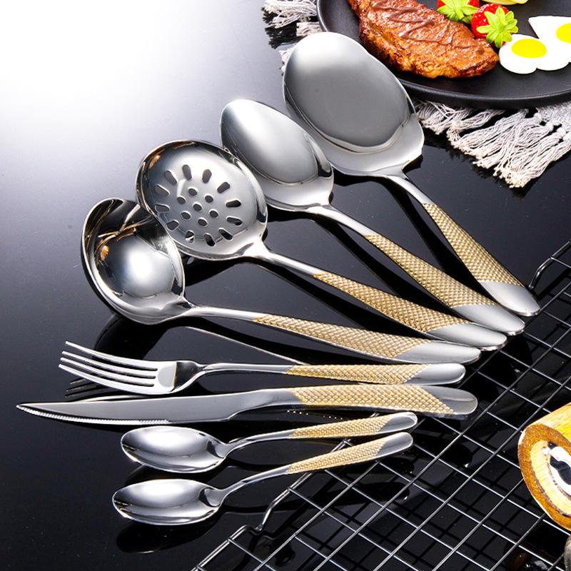 Stainless Steel Cooking Kitchenware Set for Home Use In Hotels: Spatulas Soup Spoons Strainers Rice Spoons Spoons and Spatulas teaspoon
Stainless Steel Cooking Kitchenware Set for Home Use In Hotels: Spatulas Soup Spoons Strainers Rice Spoons Spoons and Spatulas teaspoon