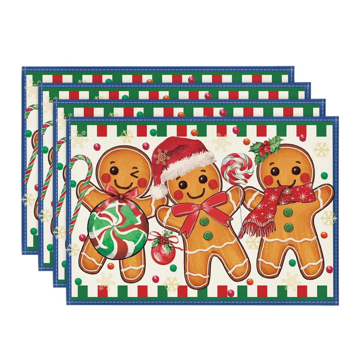 Gingerbread Candy Cane Christmas Placemats Set of 4, 12x18 Inch Seasonal Table Mats for Party Kitchen Dining Decoration 12 x 18 , Rectangular 4 Pcs
Gingerbread Candy Cane Christmas Placemats Set of 4, 12x18 Inch Seasonal Table Mats for Party Kitchen Dining Decoration 12 x 18 , Rectangular 4 Pcs