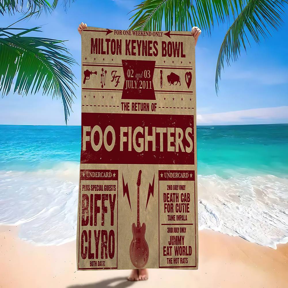 Band F-Foo Fighters Microfiber Beach Towel Absorbent Quick Dry Soft Yoga Swimming Resort Mountain Climbing Towel W30*H60(CM)
Band F-Foo Fighters Microfiber Beach Towel Absorbent Quick Dry Soft Yoga Swimming Resort Mountain Climbing Towel W30*H60(CM)