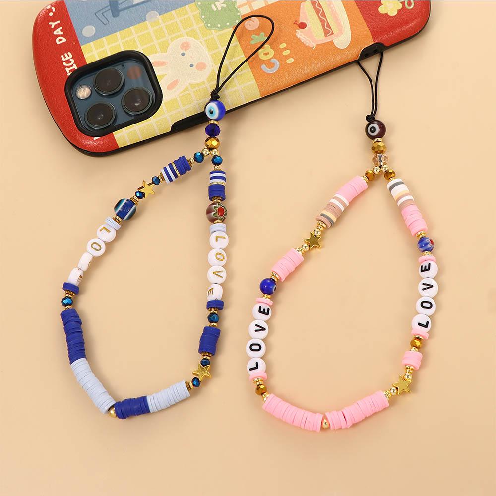 Smiling Beads Chain Heishi Clay Beaded Mobile Phone Straps LOVE Letter Lanyard Cell Phone Lanyard RT-K210065B
Smiling Beads Chain Heishi Clay Beaded Mobile Phone Straps LOVE Letter Lanyard Cell Phone Lanyard RT-K210065B