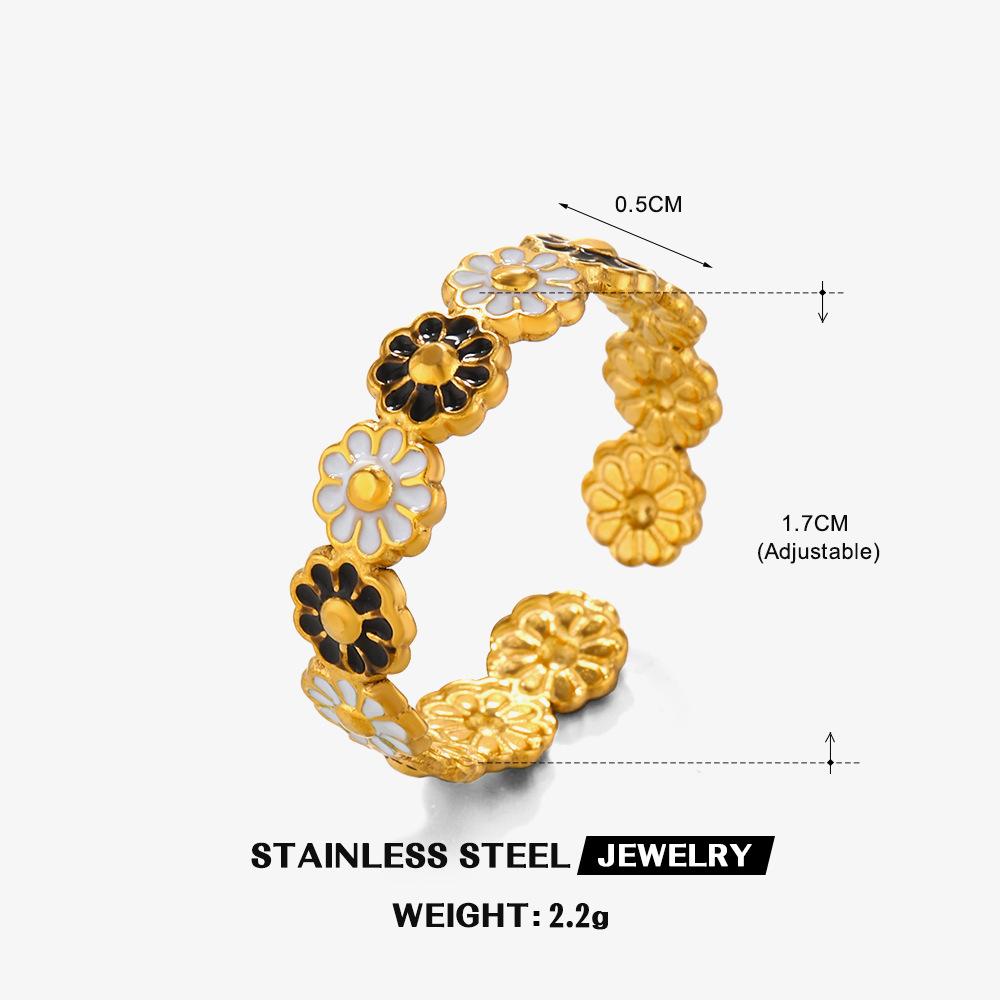 Stainless Steel Enamel Flower Open Ring Steel Gold Color Trendy Minimalist Open Rings Women Zircon Birthday Gift Wholesale Open чорний білий колір
Stainless Steel Enamel Flower Open Ring Steel Gold Color Trendy Minimalist Open Rings Women Zircon Birthday Gift Wholesale Open чорний білий колір