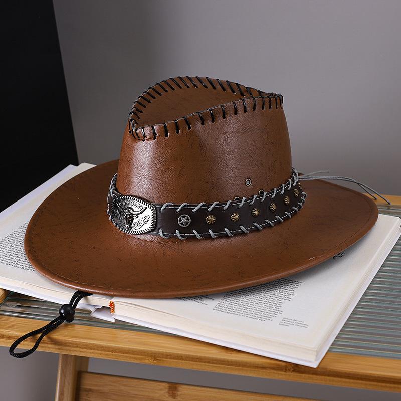 New Vintage Fashion Cow Head Decorated Western Cowboy Hat Faux Leather Panama Style Bucket Jazz Cap
New Vintage Fashion Cow Head Decorated Western Cowboy Hat Faux Leather Panama Style Bucket Jazz Cap