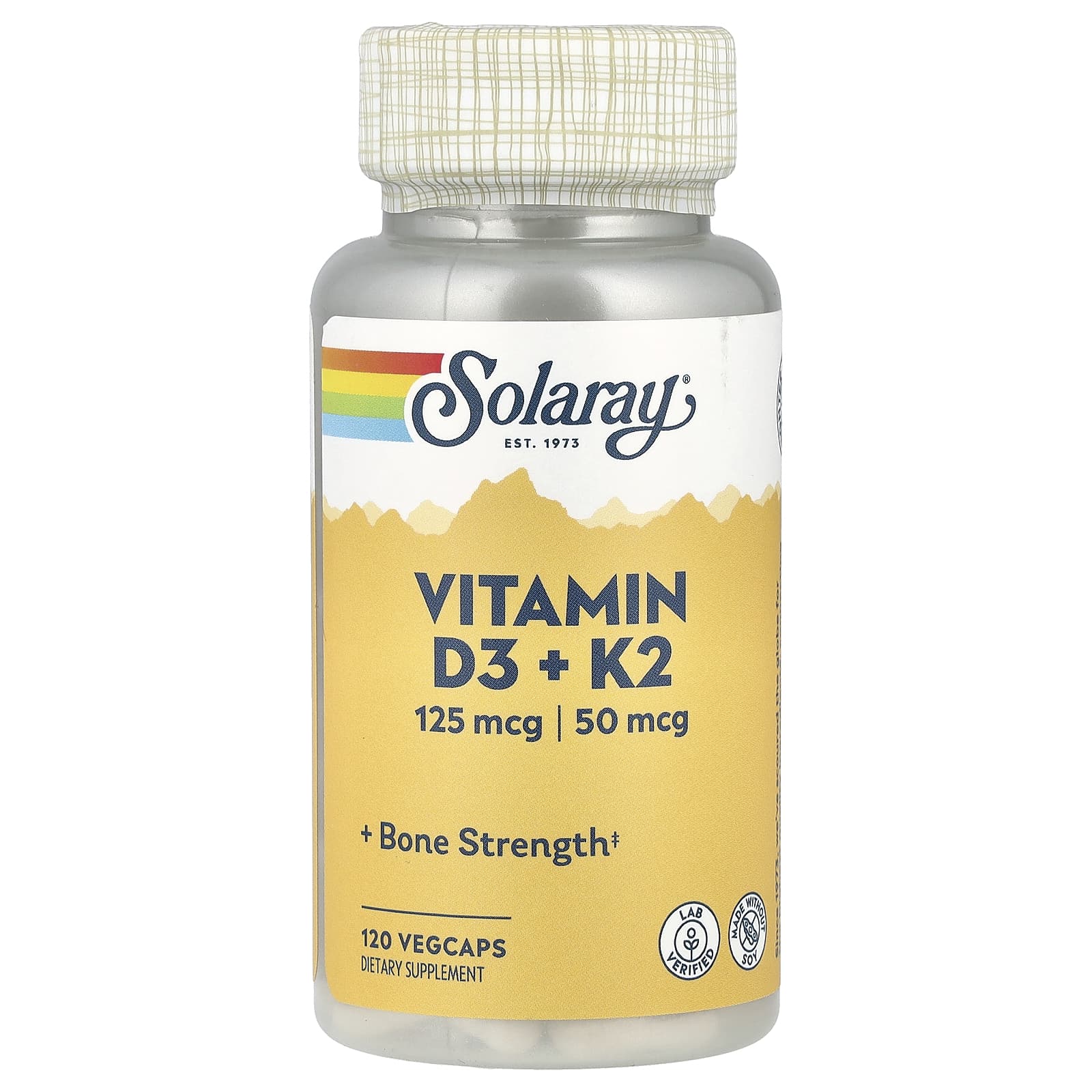 Vitamin D3 + K2, 120 Veggie Capsules
Vitamin D3 + K2, 120 Veggie Capsules