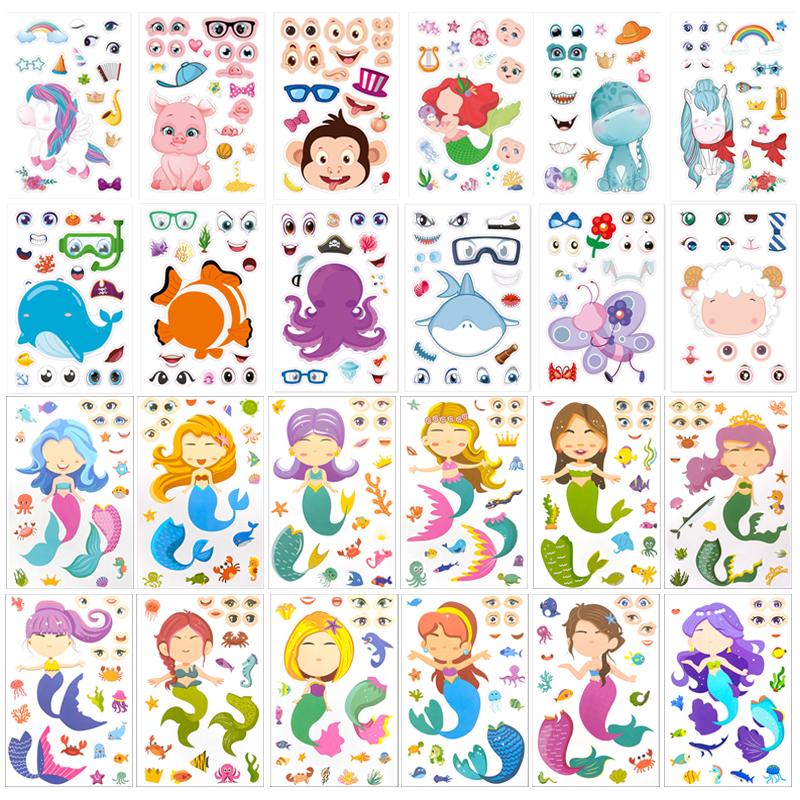24Sheet/Set Cartoon Animal Face Assemble Jigsaw Sticker Adhesive Changeable Face Animal Mermaid Reward Sticker Gift Boy Girl ZYF
24Sheet/Set Cartoon Animal Face Assemble Jigsaw Sticker Adhesive Changeable Face Animal Mermaid Reward Sticker Gift Boy Girl ZYF