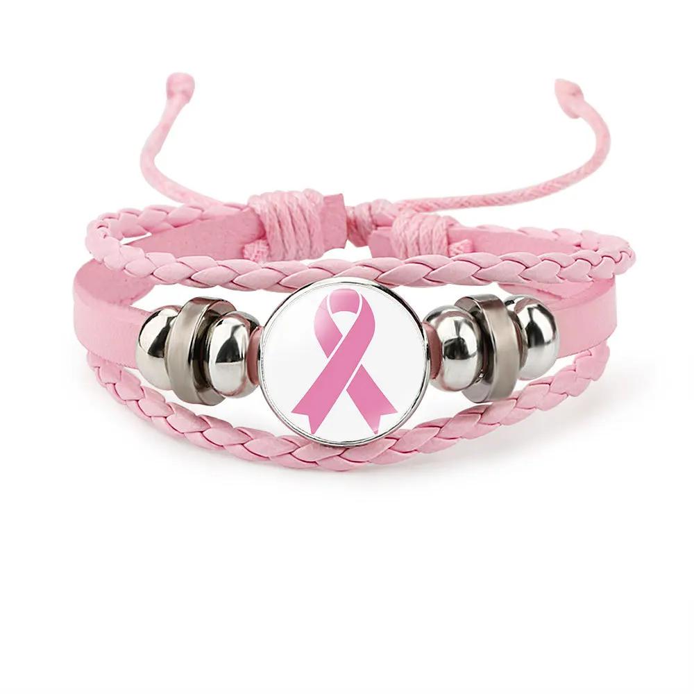 Pink Ribbon Charm Bracelet For Women Braided Leather Rope Bangle Girls Breast Cancer Awareness Hope Jewelry Accessories
Pink Ribbon Charm Bracelet For Women Braided Leather Rope Bangle Girls Breast Cancer Awareness Hope Jewelry Accessories
