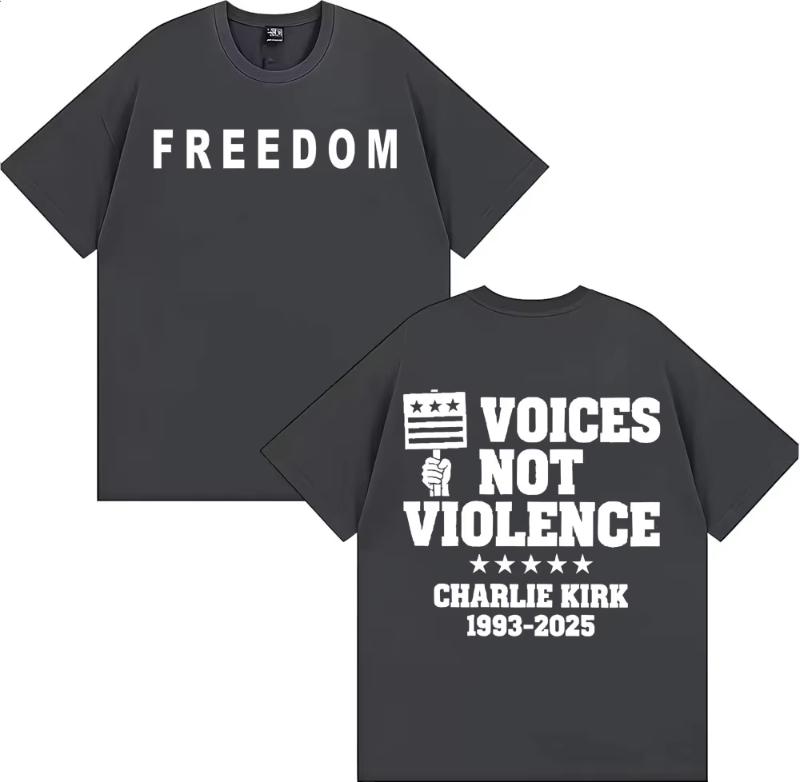 Freedom Charlie Kirk T Shirt Prayers Up for Charlie Voices Not Violence T-shirts Men Women Casual Cotton T-shirt Streetwear 5XL різнокольоровий
Freedom Charlie Kirk T Shirt Prayers Up for Charlie Voices Not Violence T-shirts Men Women Casual Cotton T-shirt Streetwear 5XL різнокольоровий