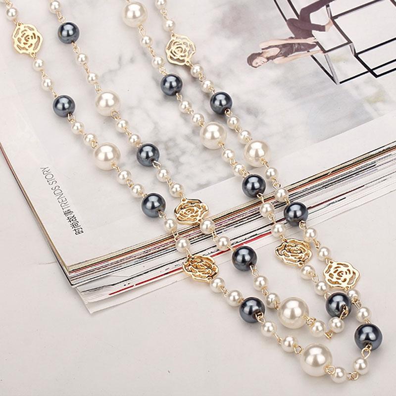 Famous Camellia Pearl Long Necklace For Women Double Layer collane lunghe donna Rose Flower Sweater chain Necklace
Famous Camellia Pearl Long Necklace For Women Double Layer collane lunghe donna Rose Flower Sweater chain Necklace
