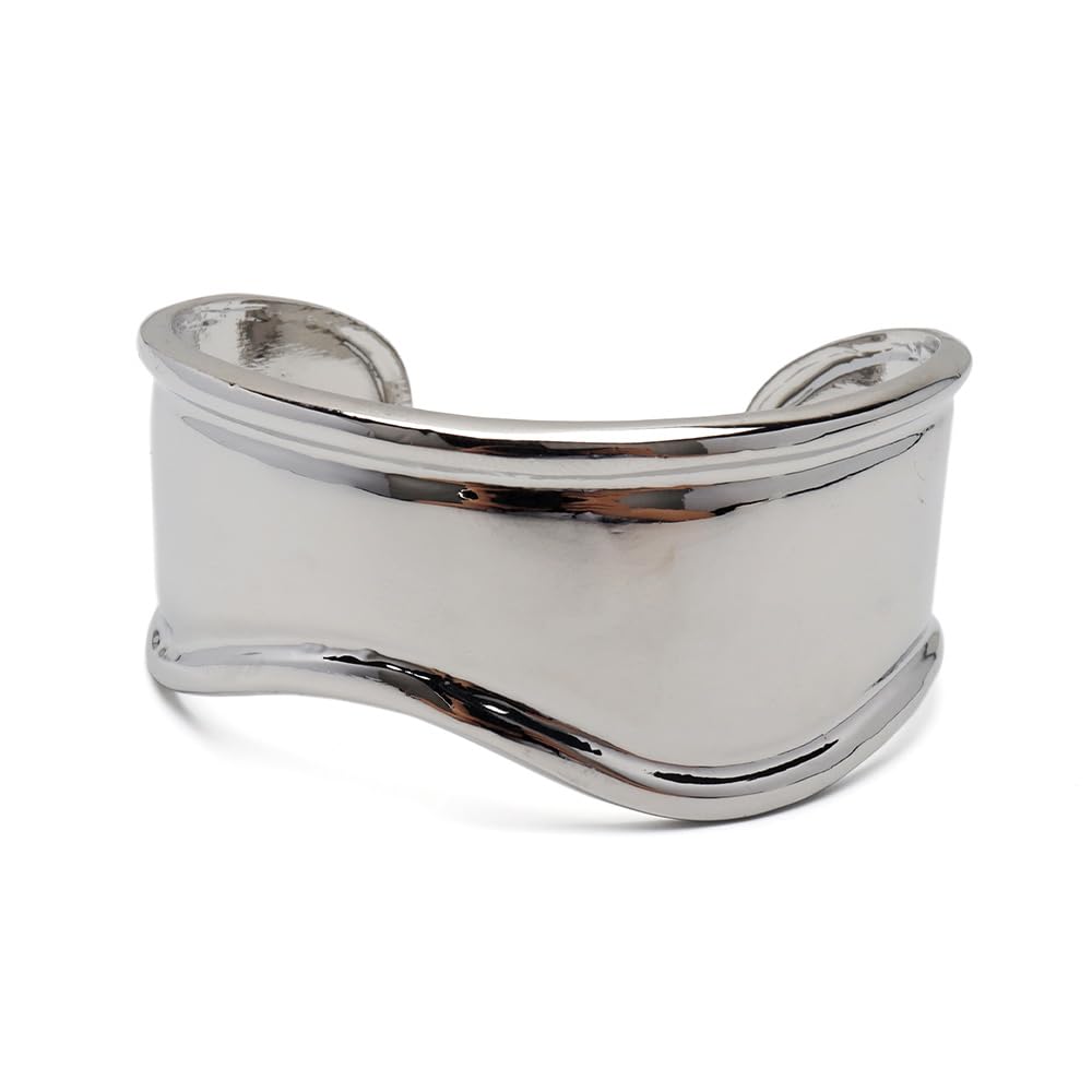 Wide Bangle for Gold and 18K GP Bone Cuff Women, Silver, Bracelet, Wide, Mirrored, Gold, Simple, (Silver)
Wide Bangle for Gold and 18K GP Bone Cuff Women, Silver, Bracelet, Wide, Mirrored, Gold, Simple, (Silver)